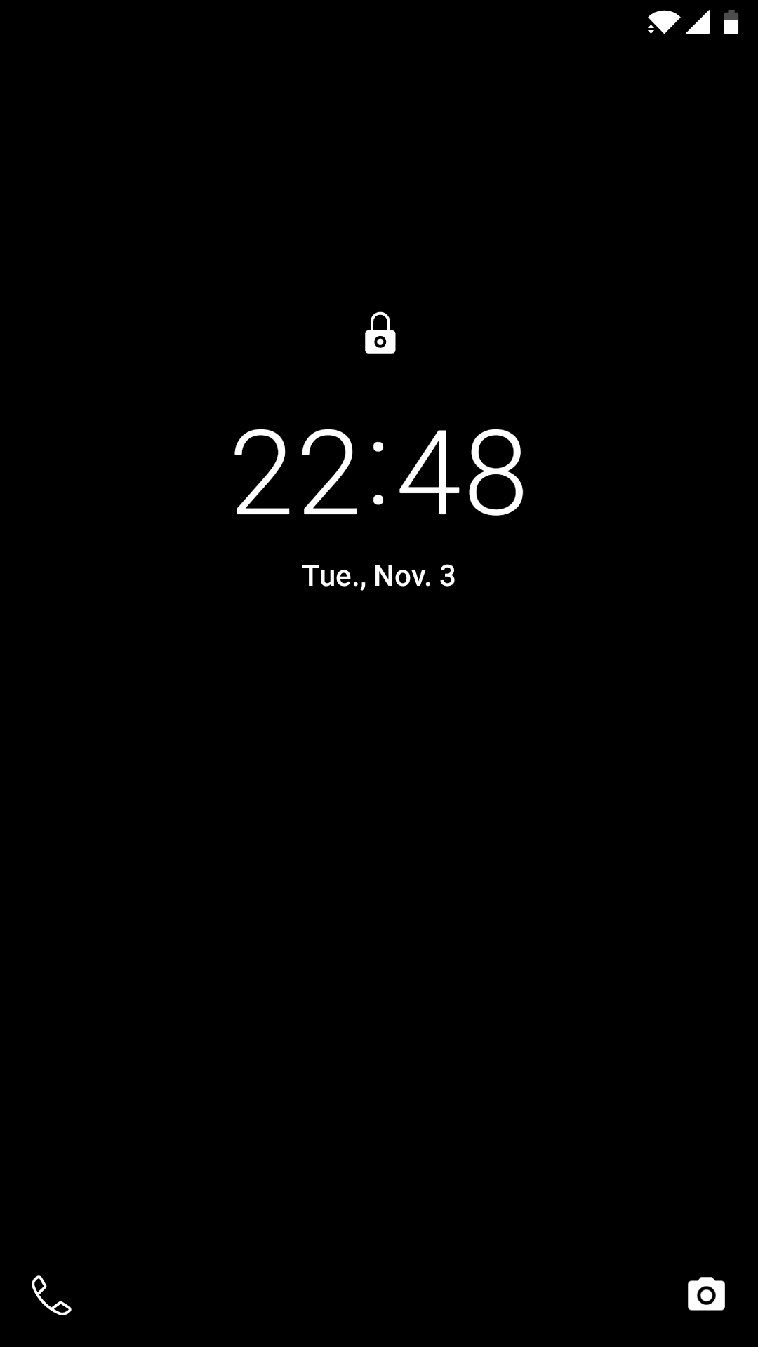 Lock screen on my Android smartphone, showing the current date and time